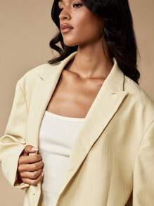 MISSGUIDED Professional Oversized Blazer Double Breasted Suit Jacket With Lapel Collar Classic Office Business Casual Spring Fall Winter Minimalist Modern Statement Outerwear - Yellow - View 6