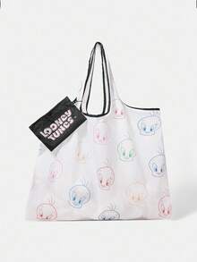 LOONEY TUNES X SHEIN White All-Over Print Waterproof Large Capacity Tote Bag - Multicolor - View 2