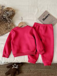 SHEIN 女婴针织柔软套头衫休闲厚毛衣套装，适合秋冬季