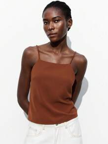 Maija Nueva Camiseta de Tirantes Ajustable y Espalda Descubierta para Mujer, Primavera/Verano - Marrón - Ver 4