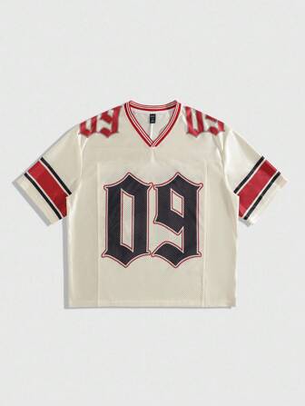 Prep Maillot de basketball de rue pour hommes, mélange de mailles et de tissu brillant, t-shirt de sport à manches courtes