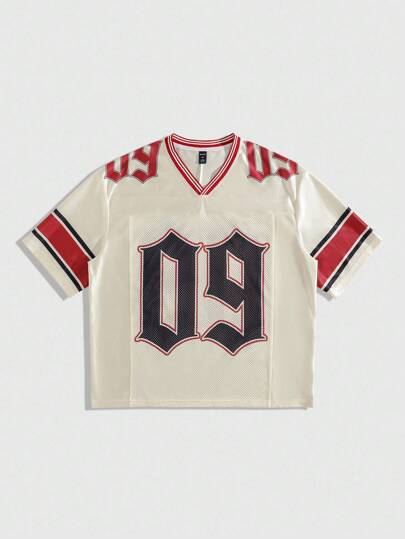 Prep Men's Street Basketball Jersey Mesh Splicing Shiny Short Sleeve Sports T-Shirt