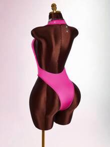 Amplova 女士性感水钻装饰深V领紧身衣，夏季