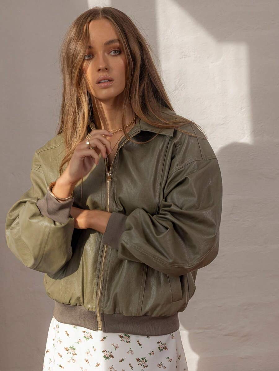 Aralina 女士宽松飞行员夹克，适合秋夏季外出、乡村音乐会和斯德哥尔摩风格