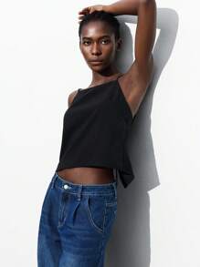 Maija 2025新款可调节系带蝴蝶结背心，优雅派对、办公、通勤皆宜，春夏秋冬百搭。 - 黑色 - 查看 5