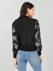 Miaspire Women's Casual Leopard Print Patchwork Jacket, Long Sleeve, Office Wear Women Set, Winter Women Clothes, Fall Women Clothes, Winter Brown Jacket - Black - View 2