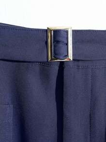 GlowEve 优雅女士口袋装饰腰部喇叭裤 - 藏蓝色 - 查看 4