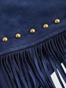 SHEIN MOD Plus Size Tassel Shorts, Suitable For Music Festival, Summer,Vintage Hippie Rivet Fringe Camel Suede Shorts,Nashville,Pirate Shorts,Western Wear - Navy Blue - View 4