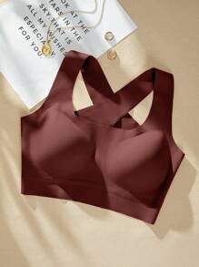 1 pieza Sujetador sin aros de mujer minimalista sin costuras de unicolor