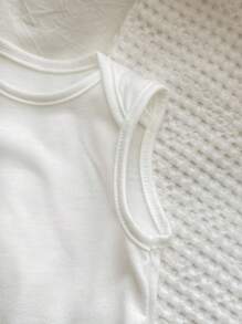 6pcs Dozemod Kids Newborn Baby Boy Simple Solid Color Comfortable Round Neck Sleeveless Bodysuit Set - Multicolor - View 6