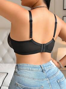 SHEIN Set de 3 sujetadores sin aros de encaje cómodos y casuales para mujeres de tallas grandes - Multicolor - Ver 2