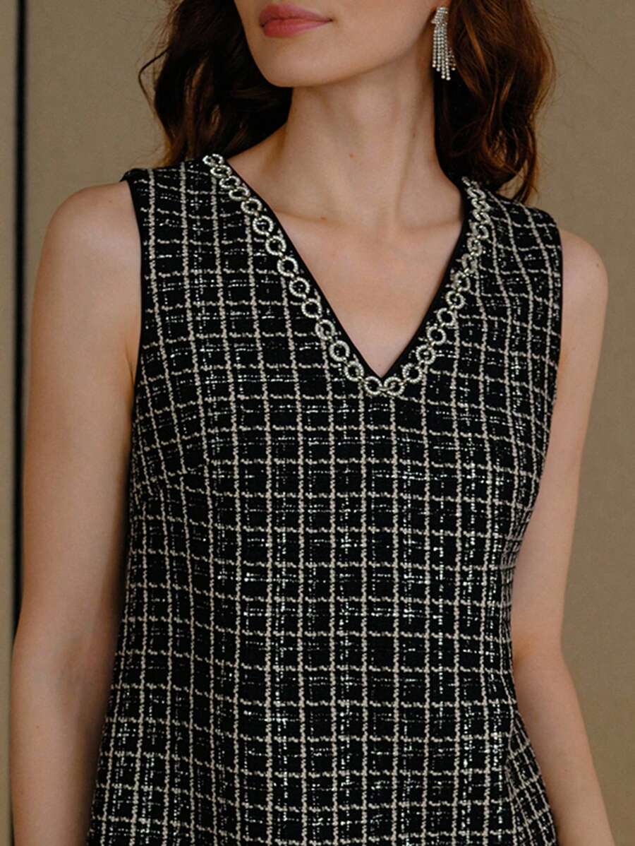 MOTF PREMIUM ROBE TWEED CONTRASTE FAUSSE FOURRURE