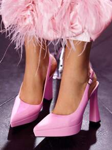 CUCCOO LuxiPop 女士尖头坡跟高跟鞋，适合夜店、夏季派对装