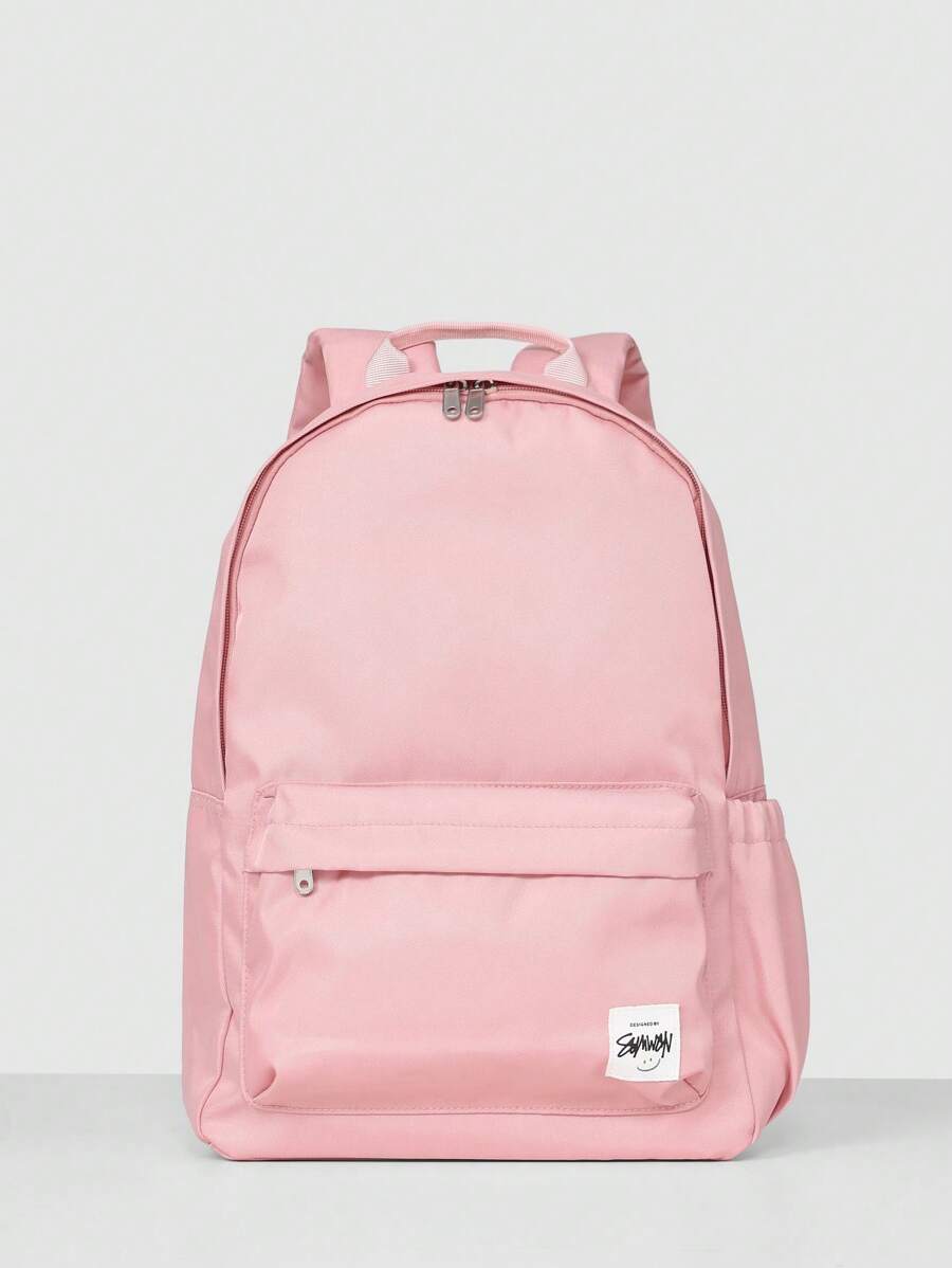 SUMWON 儿童经典学校背包日常学生背包旅行书包轻便耐用防水校园书包带侧袋 - 藕粉色 - 查看 1
