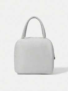 LOONEY TUNES X SHEIN 灰色卡通图案时尚手提包大容量便携保温饭盒 - 灰色 - 查看 5