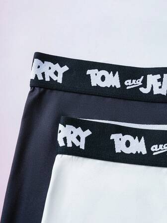 TOM & JERRY X SHEIN 2 st. bokstäver i midjan med tecknad design och trendiga boyshorts