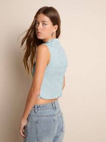 Nöista Women's Summer Elegant Solid Color Textured Hollow-Out Camisole