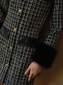 MOTF PREMIUM TWEED CONTRAST FAUX FUR COAT - Black - View 2