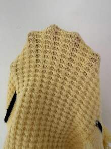 Rafferiza Robe pull en tricot avec boutons devant, détails à franges pour femmes. Vêtements pull en tricot pour l'université - Jaune citron - Voir 7