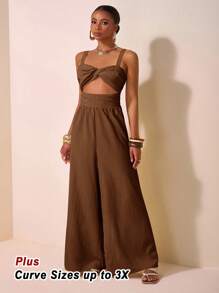 Slaydiva Quần dài ống rộng nữ chất liệu vải dệt họa tiết, kiểu dáng mới cho mùa xuân hè, thích hợp cho kỳ nghỉ, đám cưới, lễ hội âm nhạc, tiệc tùng, dạo phố, nghỉ mát biển, phong cách Bohemian. - Màu nâu Sô-cô-la - Xem 2