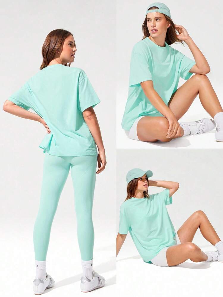 Pima Cotton Unisex Krótki rękaw Okrągły dekolt Luźna koszulka Codzienna Casual Wiosna Lato