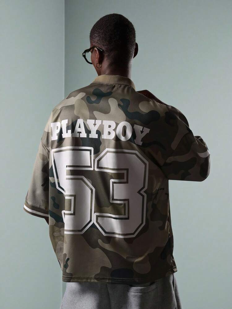 PLAYBOY X SUMWON オーバーサイズ ベースボールジャージスタイル バーシティTシャツ（ナンバー付き）