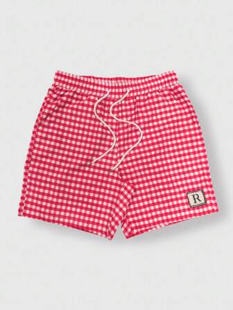 Street Life Pantalones cortos casuales a cuadros con cordón en la cintura para hombres, para el verano, de vuelta al colegio