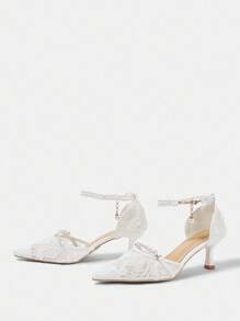 CUCCOO HITCHD 女士尖头复古刺绣露跟高跟鞋 - 白色 - 查看 9
