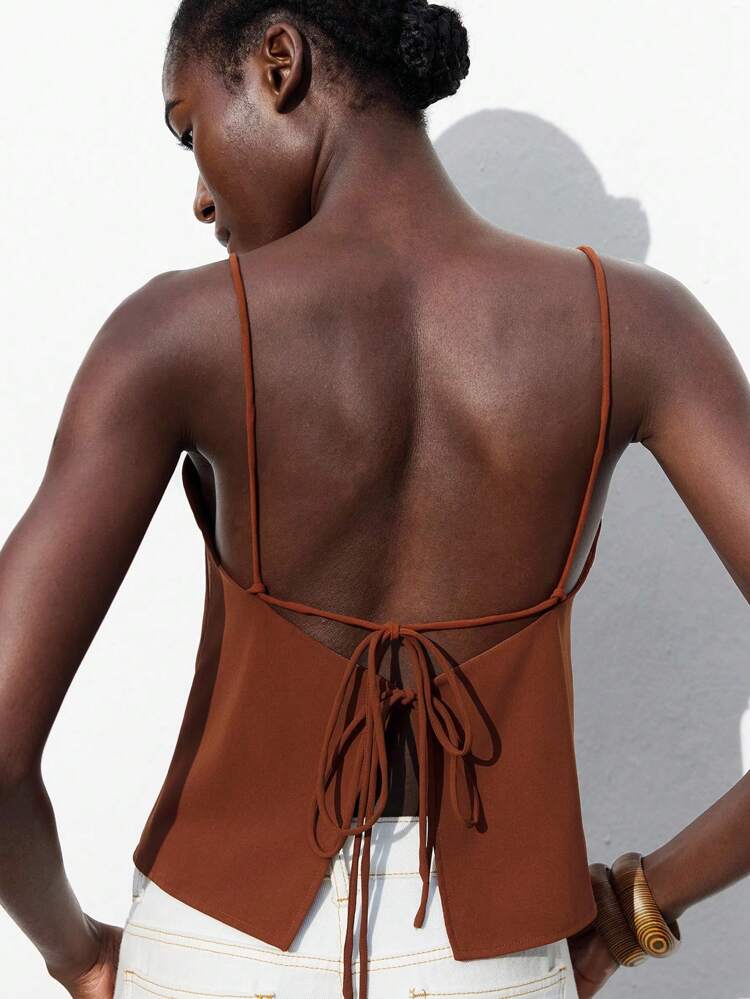 SHEIN Maija Nuovo top canotta regolabile senza schienale per donne, adatto per la Festa di San Patrizio, Pasqua, estate, feste, spiaggia, vacanze estive, uscite