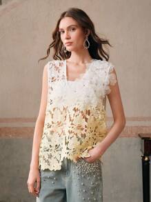 Anewsta Elegant & Fashionable 3D Flower Decor Women Summer Tank Top, Design Oriented