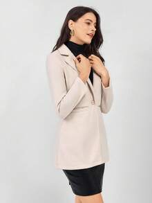 Miaspire Veste de travail décontractée minimaliste à col V à manches longues pour femmes, automne/hiver - Nude - Voir 3