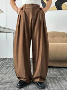 ESTAVOR Herren Loose Woven Hose im Streetfashion-Stil - Kaffeebraun - Übersicht 2