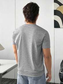 Mainfolk Herren graues gestricktes Kurzarm T-Shirt, geeignet für den Sommer - Hellgrau - Übersicht 5