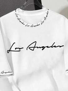 SHEIN Leap Crew Tween Boys' Casual Simple Letter Graphic Short Sleeve Round Neck T-Shirt, Suitable For Summer - White - View 5