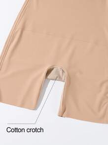 SHEIN 1pc Women's Seamless Solid Color Shapewear Bodysuit - Apricot - View 8