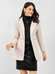 Miaspire Veste de travail décontractée minimaliste à col V à manches longues pour femmes, automne/hiver - Nude - Voir 4