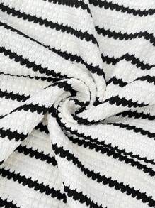 SHEIN 孕妇条纹圆领落肩长袖宽松休闲运动衫 - 灰色 - 查看 3