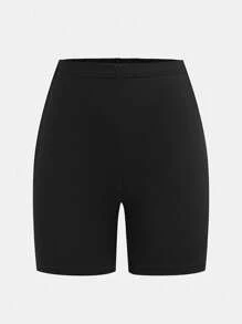 SHEIN Girlism 3 件套青少年女孩格子长袖衬衫、黑色短款背心和骑行短裤休闲校园风服装 - 黑與白 - 查看 8