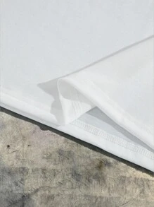 AXEPEAK 1pc Customized Men's Round Neck Loose Fit Digital Printed Short Sleeve T-Shirt, Summer, Streetwear Inspired - White - View 3