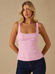 Enchnt 秋冬浪漫女士华丽蝴蝶结露背上衣，别致优雅，时尚百搭，适合派对、约会、节日、毕业典礼、外出、万圣节、圣诞节、秋季、新年等场合。 - 粉色 - 查看 4