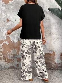 EMERY ROSE 2 件女式夏季罗纹背心和短裤套装，修身百搭服装 - 彩色 - 查看 2