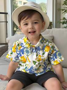 休闲舒适的儿童短袖Polo衫，柠檬味，柠檬水，度假，节日，家庭旅行，爸爸妈妈和我，儿童精选系列，日常基本款，快乐的孩子，柔和的色彩，骑行风格，家庭旅行，快乐的日子，我爱妈妈，我爱爸爸，可爱的家，酷酷的孩子，小男孩的设计，适合春夏季