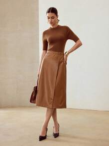 MOTF PREMIUM Falda envolvente de cintura con anillo sólido