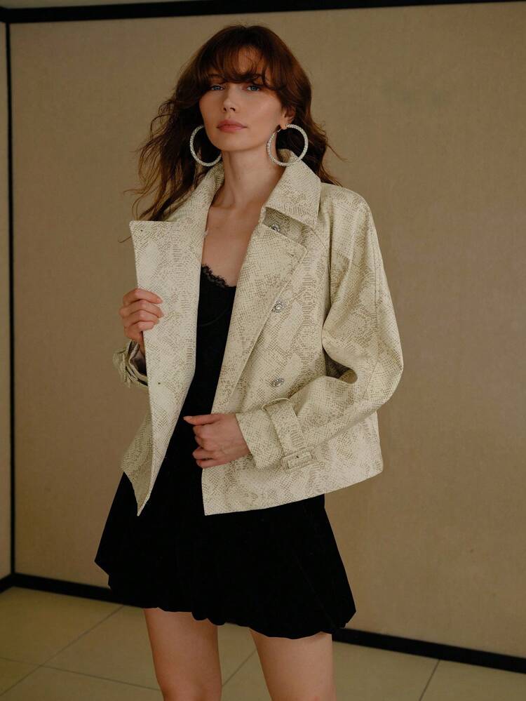 PU LEATHER BELTED JACKET