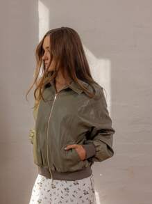 Aralina 女士宽松飞行员夹克，适合秋夏季外出、乡村音乐会和斯德哥尔摩风格