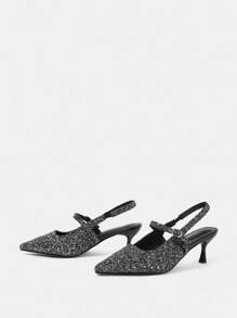CUCCOO HITCHD Women's Fashion Red Strap Pointed Toe High Heels - Black - View 9