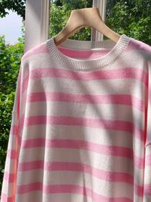 Comfortcana 2pcs Women Striped Sweater Set For Autumn Fall Clothes For Women,Women's Fall Clothes - Pink - View 4