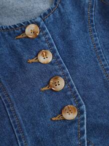 Firerie Kids Firerie Kids 年轻女孩 2 件牛仔吊带上衣和松紧腰裤套装，毕业/派对/度假套装，老钱风格，年轻女孩卡哇伊套装，秋季儿童休闲舒适服装，返校 - 深色水洗藍 - 查看 6