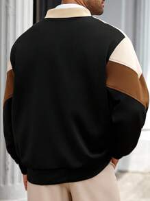 Manfinity Homme Plus Size Men's Long Sleeve Casual Patchwork Jacket, Comfortable Jacket For Autumn & Winter - Multicolor - View 2