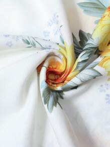 Irokai Elegant Vintage Floral Print Japanese Style Yukata  Without  Fan Kimono